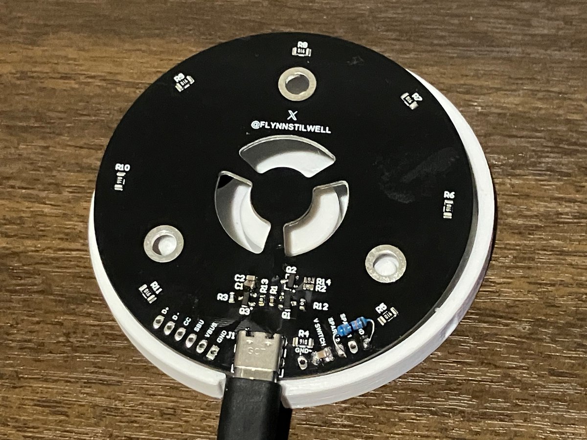flnwell's tweet photo. One board assembled and working! (With an ugly tweak or two)

It’s a discrete pushbutton-activated latching led lamp circuit.

Now onto prototyping the rest of the lamp structure… https://t.co/MgSLAX8fag
