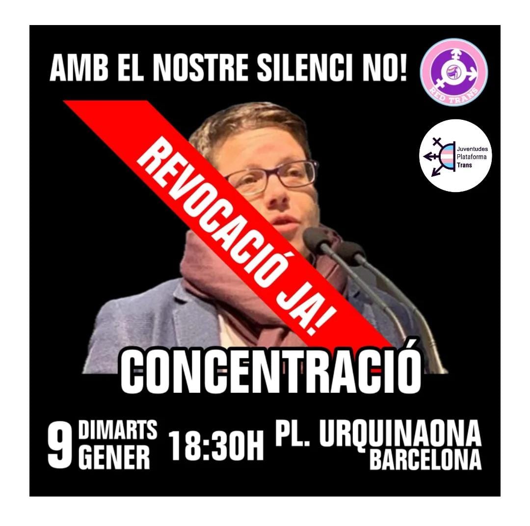 CambrolleMar's tweet image. 📍𝗠𝗔𝗗𝗥𝗜𝗗, 𝗕𝗔𝗥𝗖𝗘𝗟𝗢𝗡𝗔, 𝗚𝗔𝗟𝗜𝗭𝗔 
🗓 9 de enero 
🏳️‍⚧️ 𝗠𝗢𝗩𝗜𝗟𝗜𝗭𝗔𝗖𝗜𝗢𝗡𝗘𝗦 🏳️‍🌈 que exigen a @_anaredondo_ de @IgualdadGob 𝗗𝗘𝗦𝗧𝗜𝗧𝗨𝗖𝗜𝗢́𝗡 de @isagarciasanc 
TODAS,TODES y TODOS contra el trans odio !! 
Por mucho que @PSOE ponga en marcha operación…