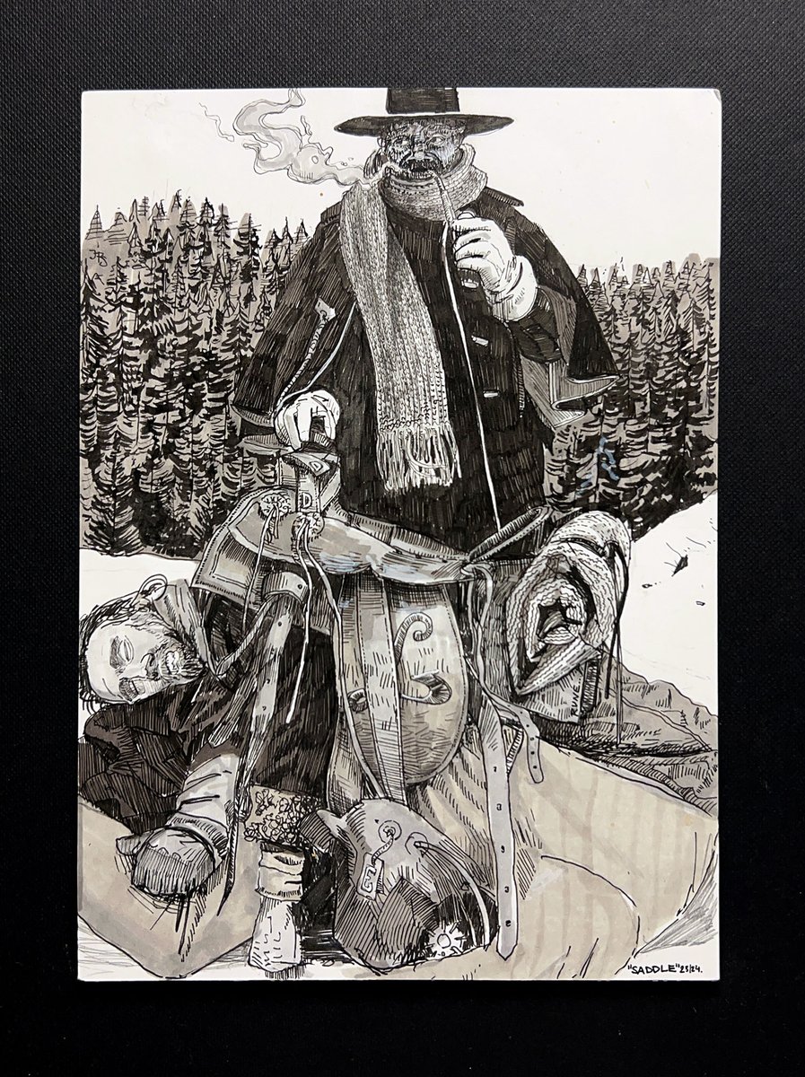 Panzerflix's tweet photo. #inktober2023 saddle from tarantinos hateful eight https://t.co/4TqiJsI8Pt