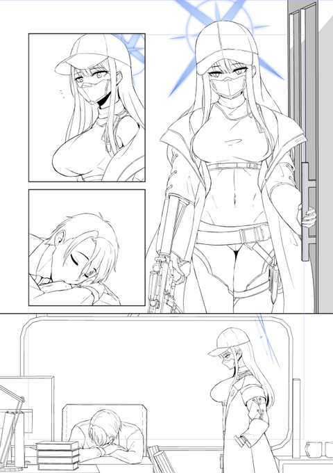 サオリ漫画途中。アートワークスのおかげでフル装備でも描けそうだけど、てーへんだから基本インナーサオリで行こうね… 