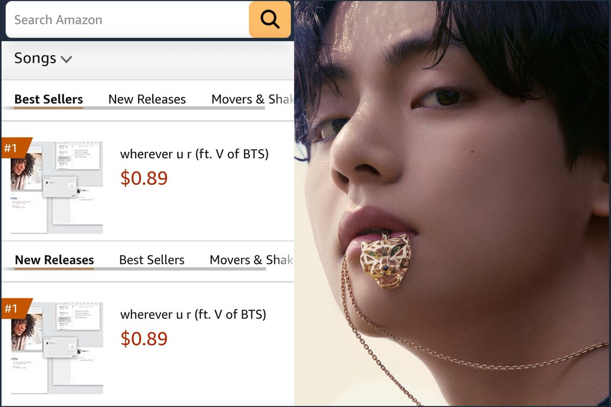 🇺🇸 wherever u r (feat. V) is now the #1 song in the USA on Amazon, as the #1 overall best seller & #1 new release! 🌏 Tae & Umi’s gift for VDAY also remains perched at #1 on Worldwide iTunes song chart for a 5th consecutive day since its debut at the top!