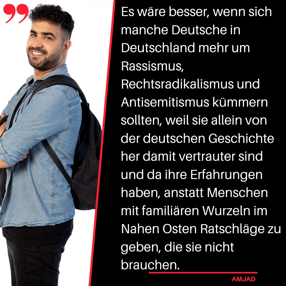 Amjadcomedy's tweet photo. Es wäre besser, wenn sich manche #Deutsche in #Deutschland mehr um #Rassismus, #Rechtsradikalismus und #Antisemitismus kümmern sollten, weil sie allein von der deutschen Geschichte her damit vertrauter sind und da ihre Erfahrungen haben, anstatt Menschen mit familiären Wurzeln... https://t.co/16dwjNV85x