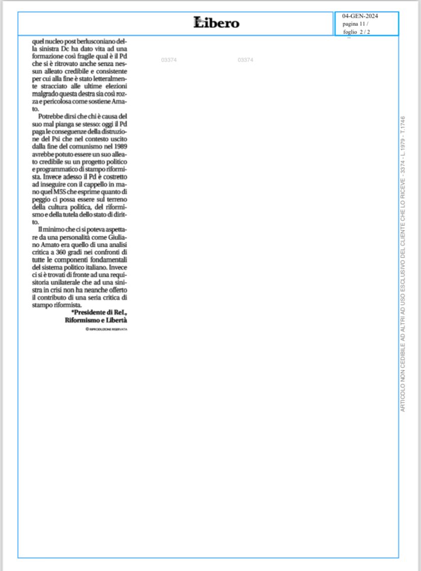 Le amnesie di #Amato. Oggi su <a href="/Libero_official/">Quotidiano Libero</a>