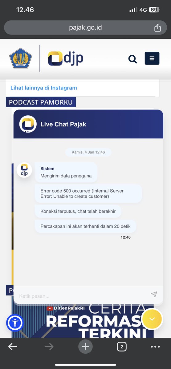 rizal_ig's tweet photo. @kring_pajak kenapa aplikasi live chat error dari kemaren ? https://t.co/JUmmrxTwC8