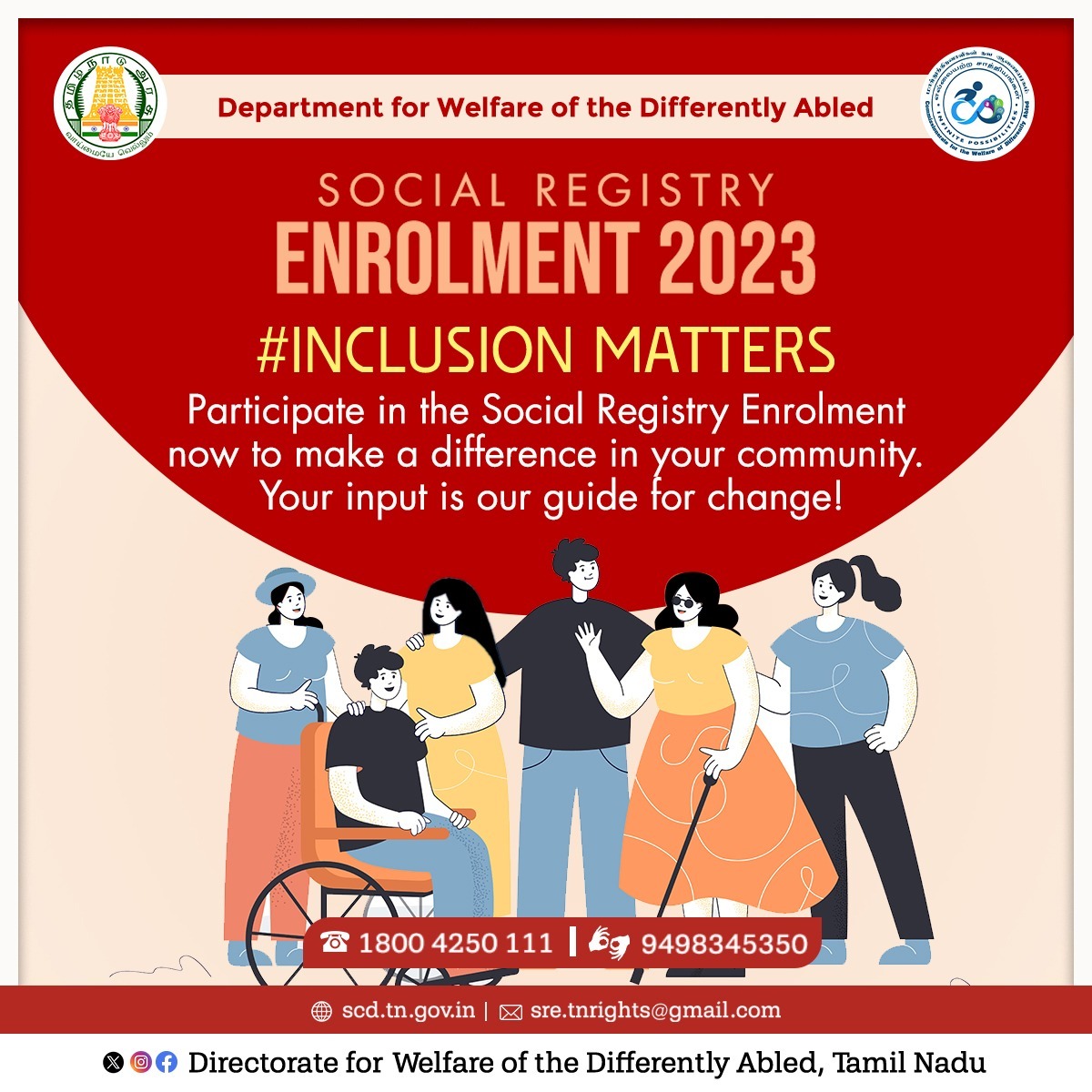 Social Registry Enrolment 2023! #InclusionMatters, #தடையின்றிதலைநிமிர்வோம் #TNGovt #DWDA