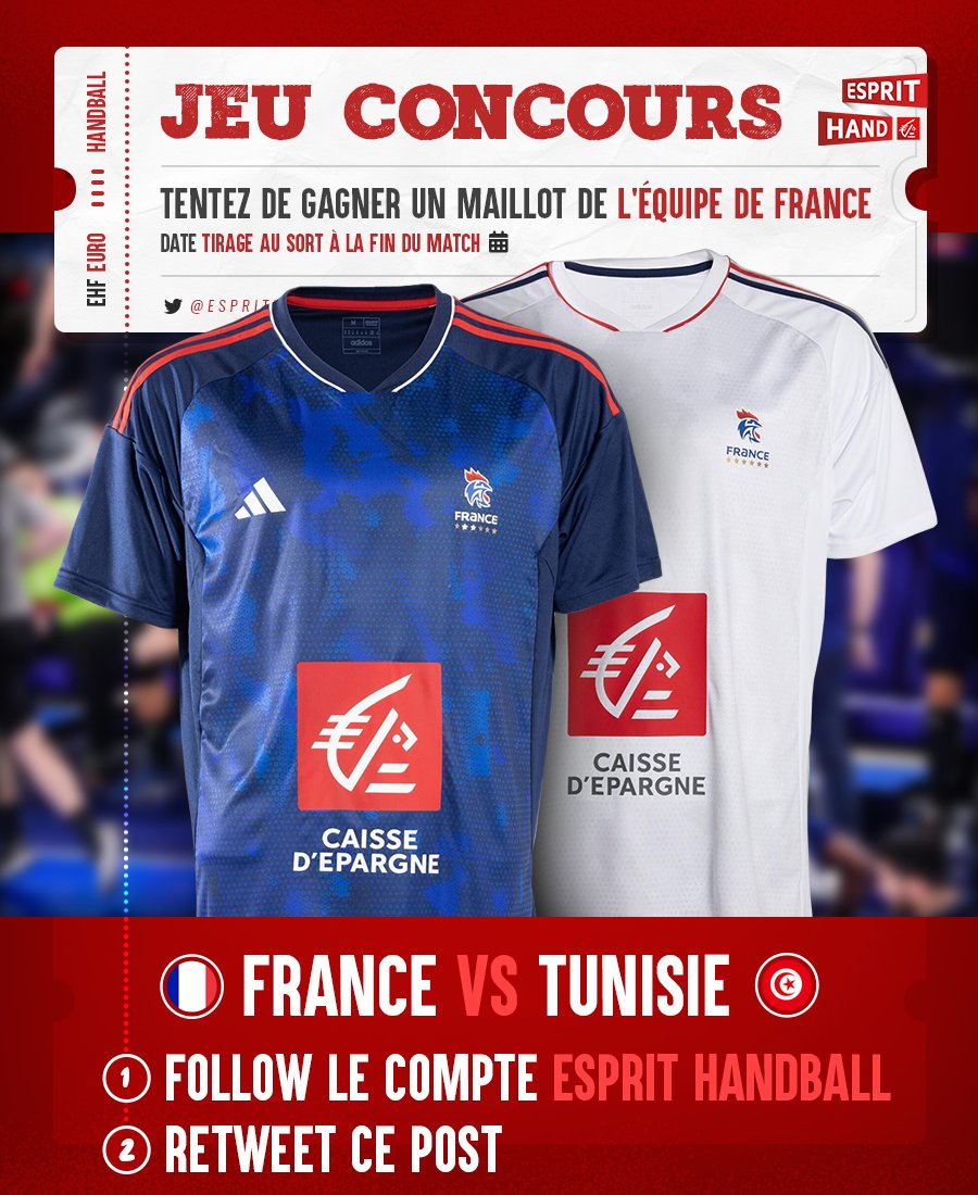 EspritHandball's tweet photo. #VousEtreUtile 
Nouveau jeu concours ! 🔥
A l'occasion de #FRATUN, follow + RT pour tenter de remporter le maillot de @FRAHandball 🤩 
#EspritHandball https://t.co/JNDYgXndb5