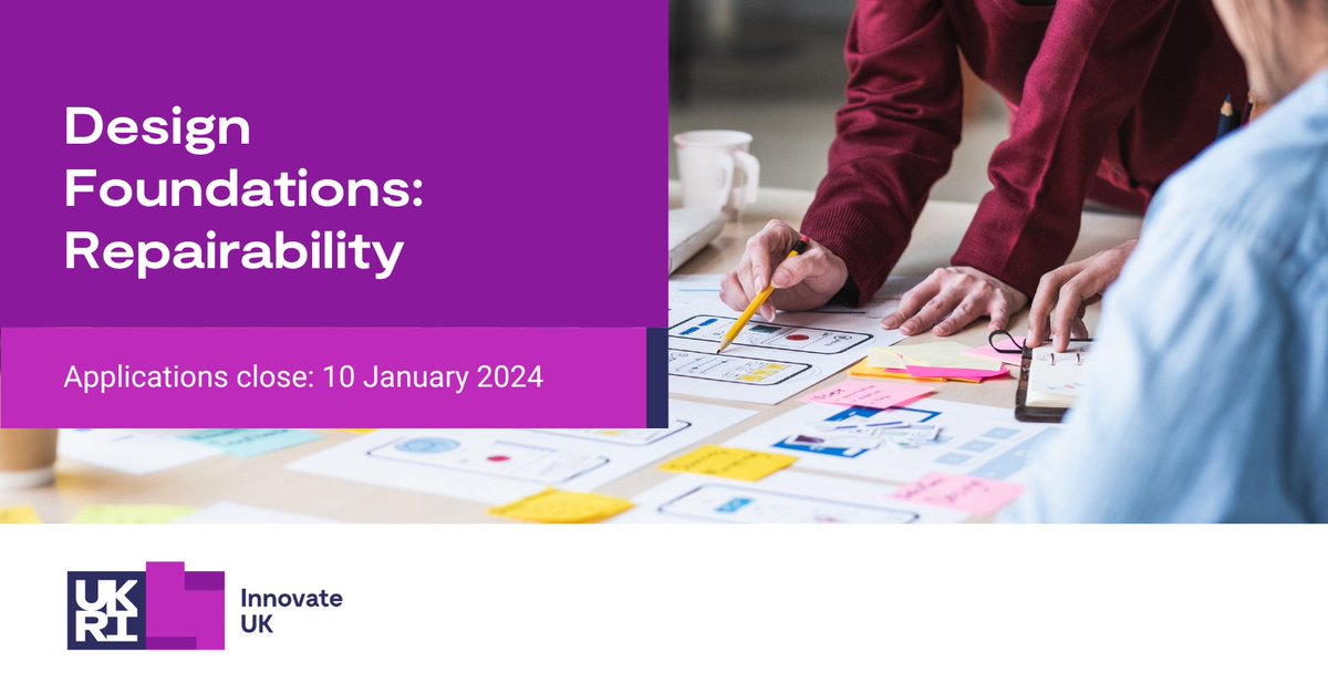 📣 Propel your people and planet-centred #design projects! Only 1 week left to apply for a share of £2m <a href="/innovateuk/">Innovate UK</a> #DesignFoundations funding. Improve existing ideas, generate new ones, and identify opportunities. Apply before 10 Jan: bit.ly/3upryXi