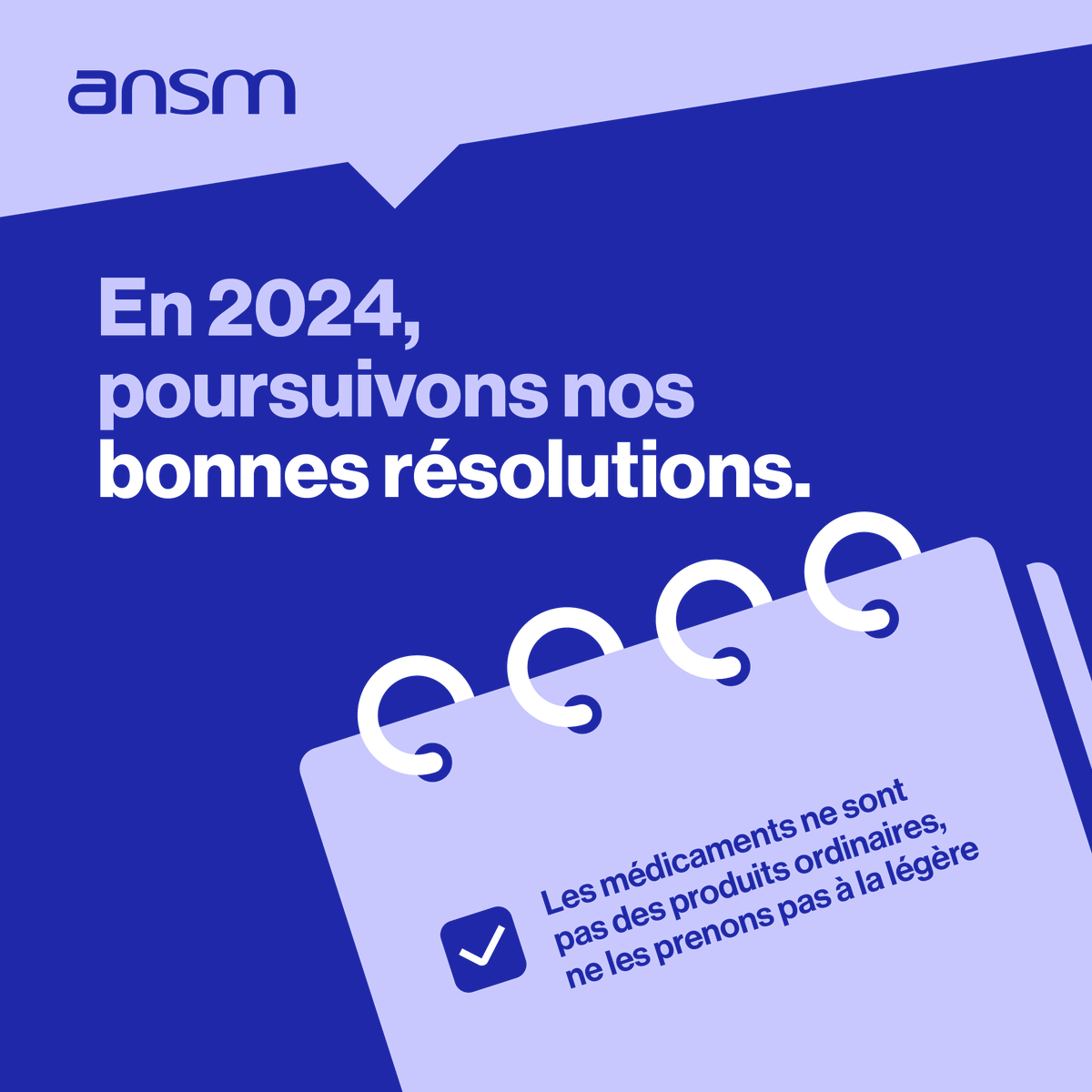 ansm's tweet photo. En #2024 on garde le cap : le bon usage des #médicaments est un réflexe de chaque instant
Posologie, échange de médicaments, intéractions médicamenteuses, conservation :
↪️Retrouver les règles d'or du #BonUsage des médicaments sur https://t.co/hxV2eDteIw https://t.co/e5Y5XBeSj4