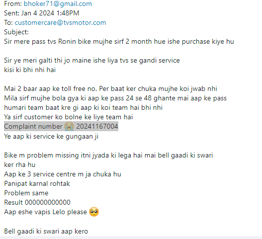 snvkrnt's tweet photo. I am Disappointed with TVS Company &amp; Products Services My Brother Both your Company Bike TVS Ronin It's been 2 months since we started having this, but the problem is this. We don't want this bike, take it back. Com. No. 20241167004
@tvsmotorcompany @YamahaMotor @HeroMotoCorp https://t.co/e8EoCiJYl0