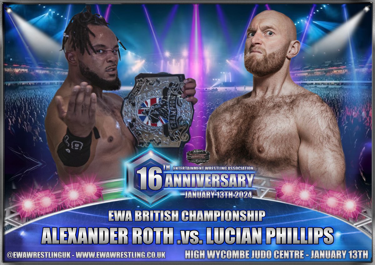 Alexander Roth defends the British Championship against the ever dangerous Lucian Phillips! 
<a href="/A_Roth7/">Multiversal</a> <a href="/LucianPhillips3/">Lucian Phillips</a> tickets available at ewawrestling.co.uk