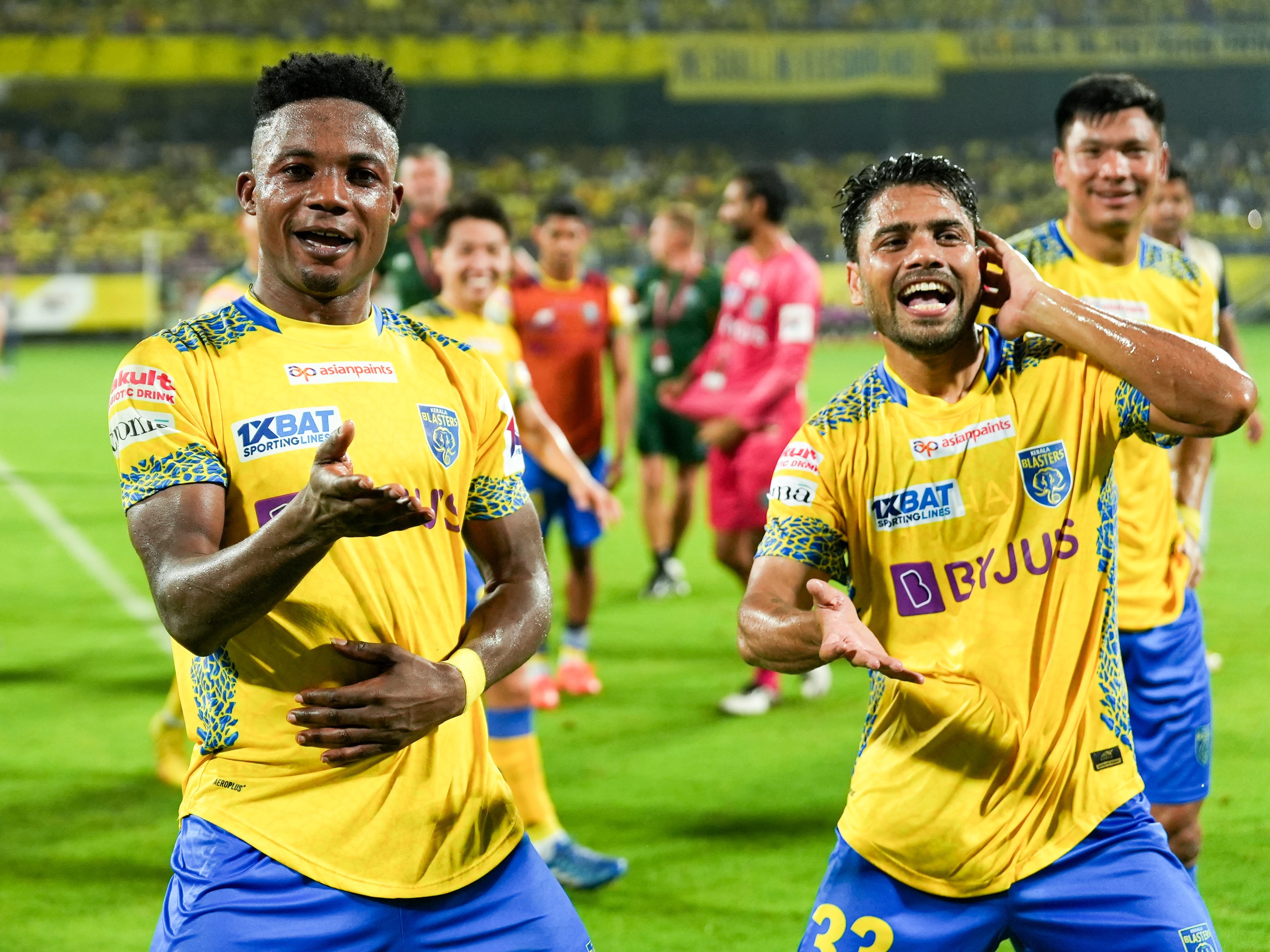 Kerala Blasters FC on X: "Got a caption for this celebratory dance? 😉✍️  #KBFC #KeralaBlasters https://t.co/OzUUp5qKmL" / X