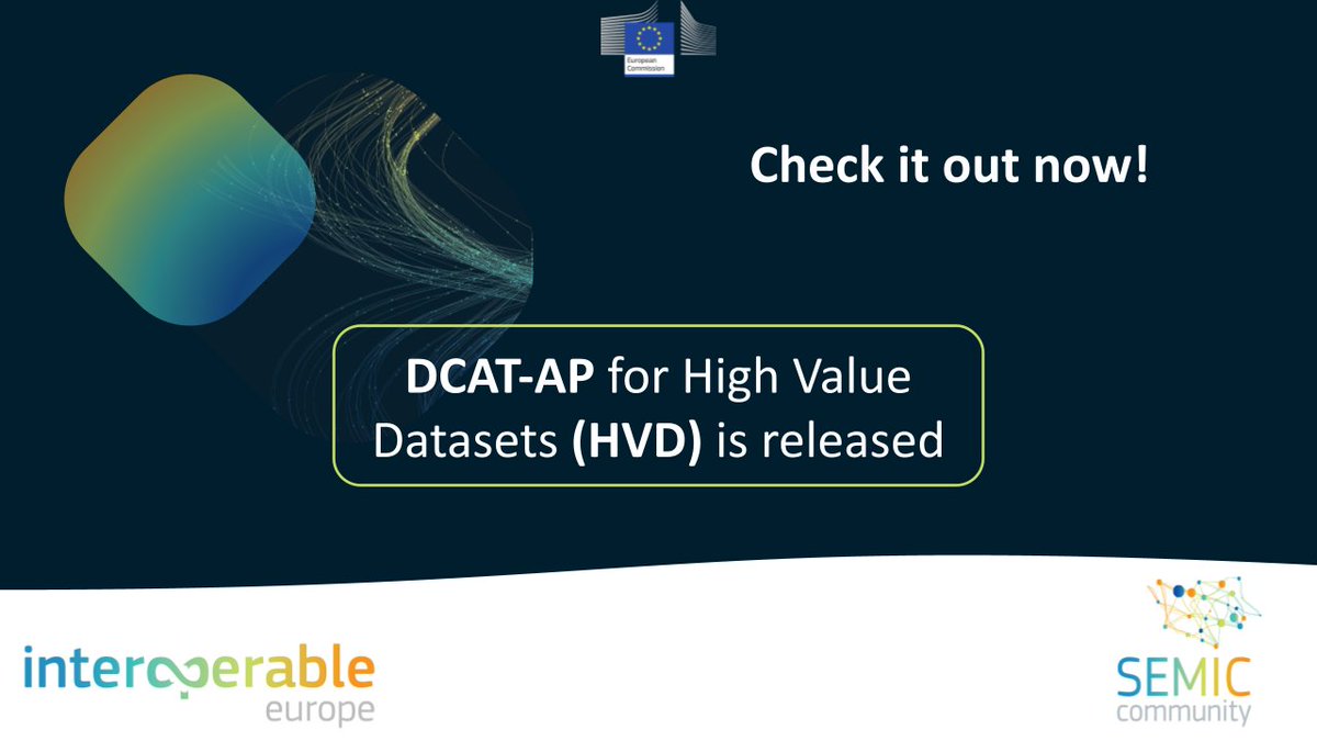 InteroperableEU's tweet image. 🚀 Exciting News! The #SEMIC Supporting Center is thrilled to announce the release of #DCAT_AP for #HighValueDatasets (HVD)! 🎉 

👉semiceu.github.io/DCAT-AP/releas…

Find out how this annex can help you adhere to the high-value datasets regulation! 🌐🔍

#DCAT_AP_HVD