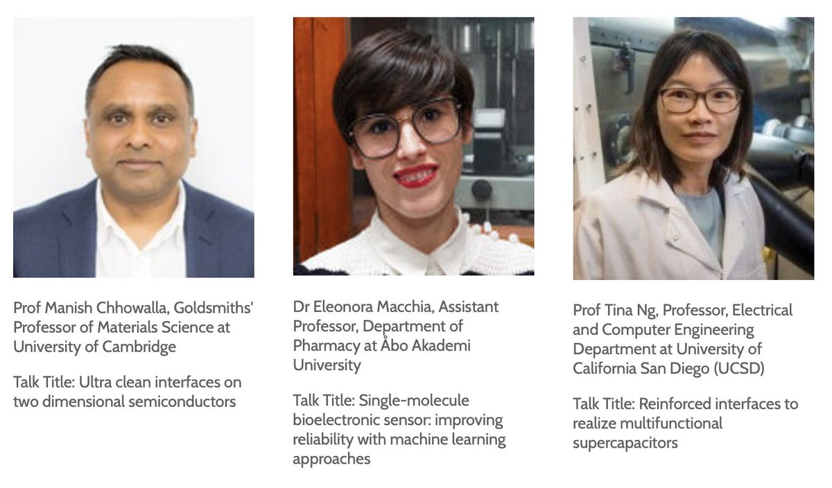 innoLAE's tweet photo. InnoLAE 2024 Invited Speakers
We are proud to welcome these fantastic Invited Speakers for InnoLAE 2024:
- Prof Manish Chhowalla
- Dr Eleonora Macchia
- Prof Tina Ng

See more details at https://t.co/YtlhJe0mrO
#printedelectronics #plasticelectronics #bioelectronics https://t.co/McUH8CCbod