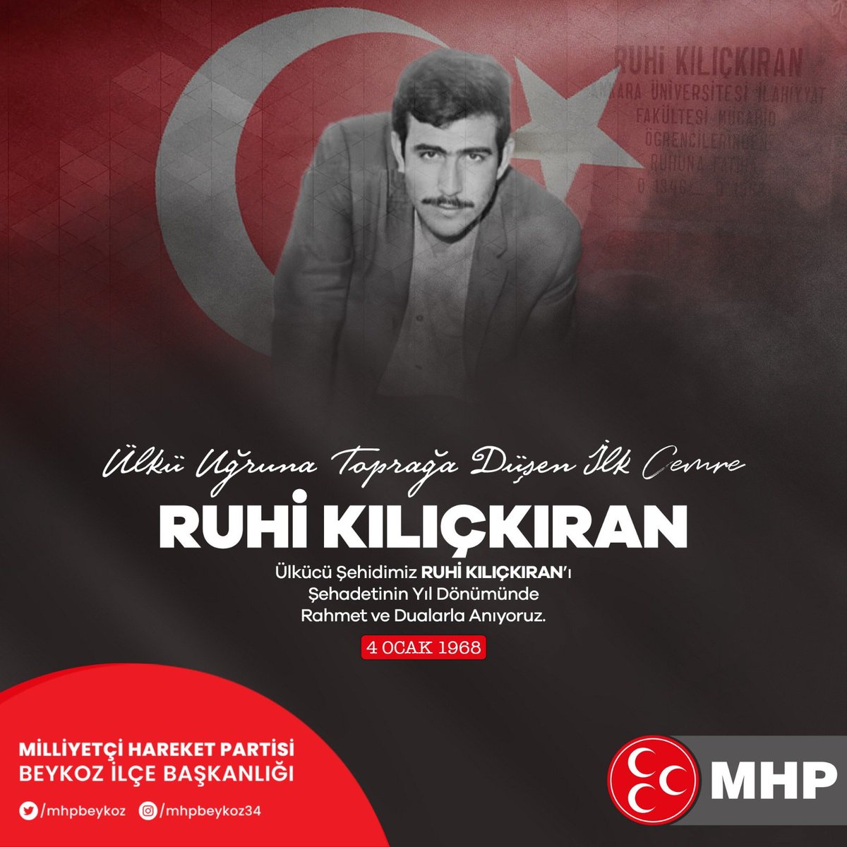 mhpbeykoz's tweet photo. Ülkücü Şehidimiz Ruhi KILIÇKIRAN'ı Şehadetinin Yıl Dönümünde Rahmet ve Dualarla Anıyoruz. https://t.co/YF4ZYPIouI