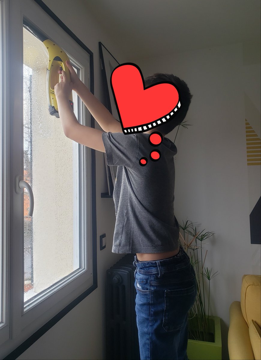 blondie_banana's tweet photo. Vous donneriez quoi en récompense (de manière raisonnable) à ce jeune homme de 8 ans 1/2 qui a spontanément proposé son aide hier pour nettoyer toutes les vitres de la maison ? https://t.co/ma9Qtn77zR