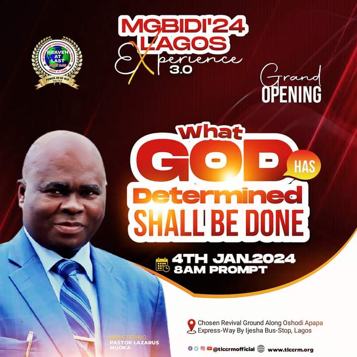 TlccrmOfficial's tweet photo. LIVE UPDATES || WHAT GOD HAS DETERMINED SHALL BE DONE || MGBIDI LAGOS EXPERIENCE 2024 || DAY 1

Mgbidi 2024 Lagos Experience has begun!

Facebook:
https://t.co/WMDwKSZyJY

YouTube: https://t.co/NrUEjFt0ld

#MGBIDI2024
#MgbidiLagosExperience2024
#tlccrmofficial
#PstLazarusMuoka https://t.co/MPcCjKIvlD