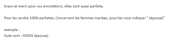 domi59genealo's tweet photo. #IndexationDéportéInterné #IndexationCollaborative Merci pour vos retours par mail @MDHDefense. Pourquoi ne pas préciser dans la bulle ❔ ou tout au moins sur la page d'aide qu'il faut ajouter (épouse) ? C'est une info qui concerne tous les annotateurs⤵️ https://t.co/PBgVZby0ZH