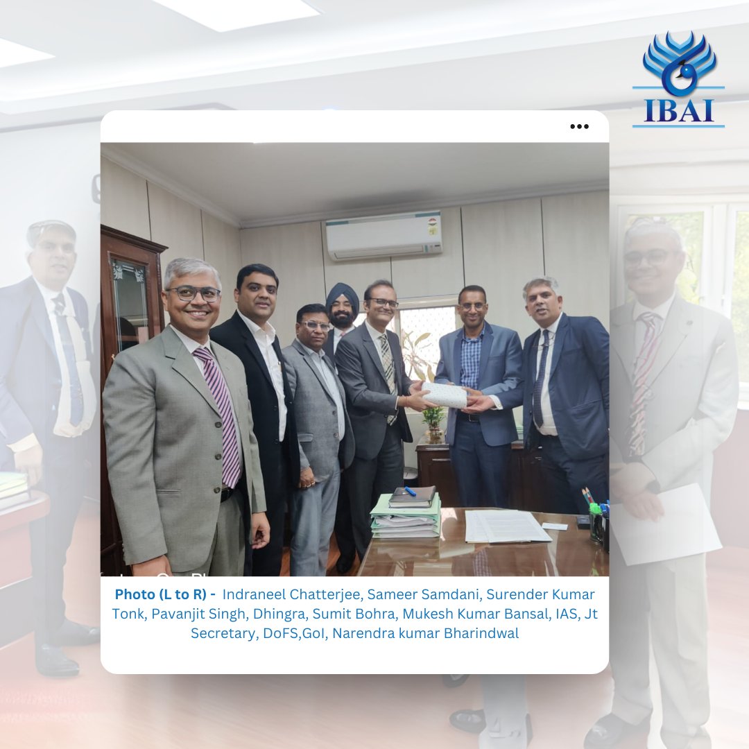ibai_in's tweet photo. IBAI officials discussion with Mr. Mukesh Kumar Bansal, IAS, Jt. Secretary, DoFS, GoI, on the pivotal role of insurance brokers in safeguarding policyholders' interests. 
#InsuranceBrokers #FinancialServices #PolicyholderProtection #insurancebrokers https://t.co/TawSMiAC1U