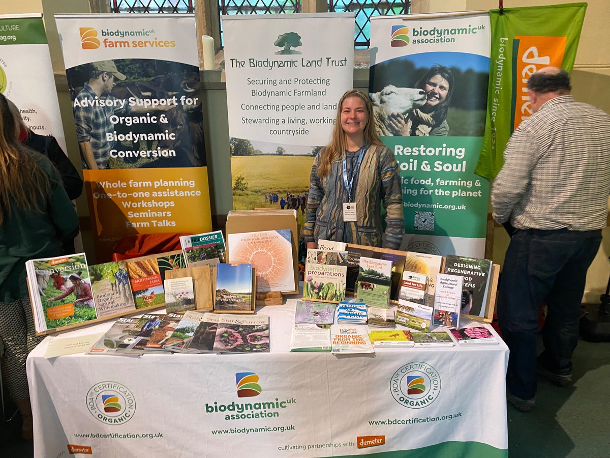 A biodynamic presence at the #ORFC ! Mari-Liis of the <a href="/BDLandTrust/">Biodynamic LandTrust</a> and a great-looking  stand to promote all our work