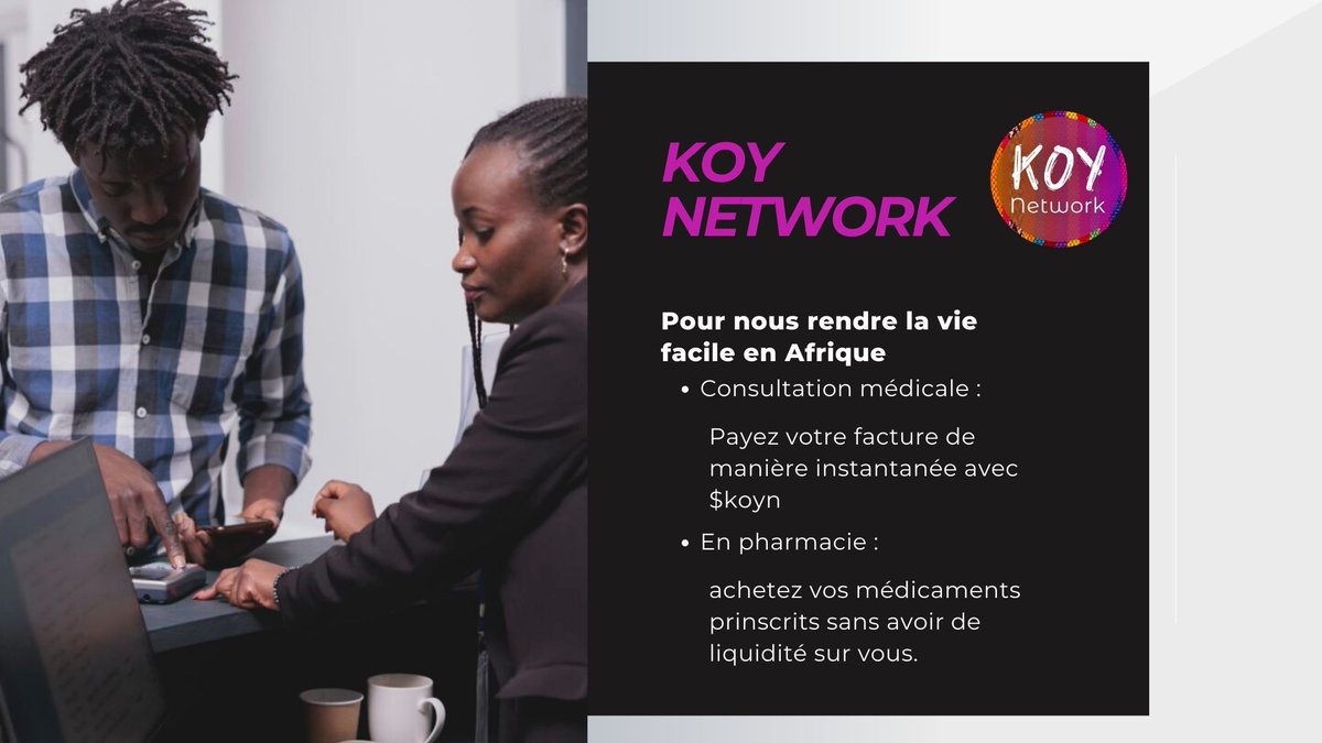 AtamekloK's tweet image. #Koynetwork pour nous rendre la vie facile en #Afrique. 

Payez vos consultations médicales et vos médicaments en pharmacie de manière instantanée et sécurisée sans liquidité sur vous avec $koyn