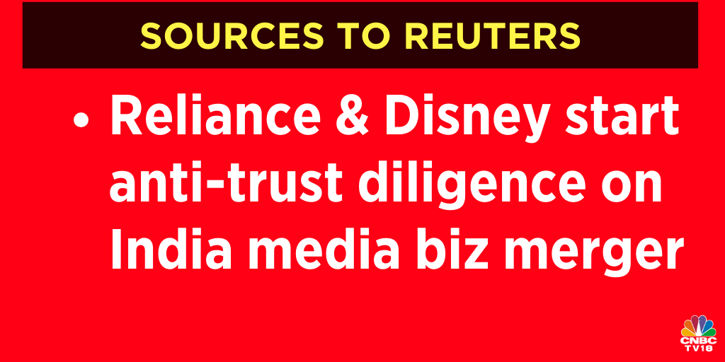 Sources To Reuters: Reliance & Disney start anti-trust diligence on India media biz merger Alert: Reliance makes no comment on Reuters report