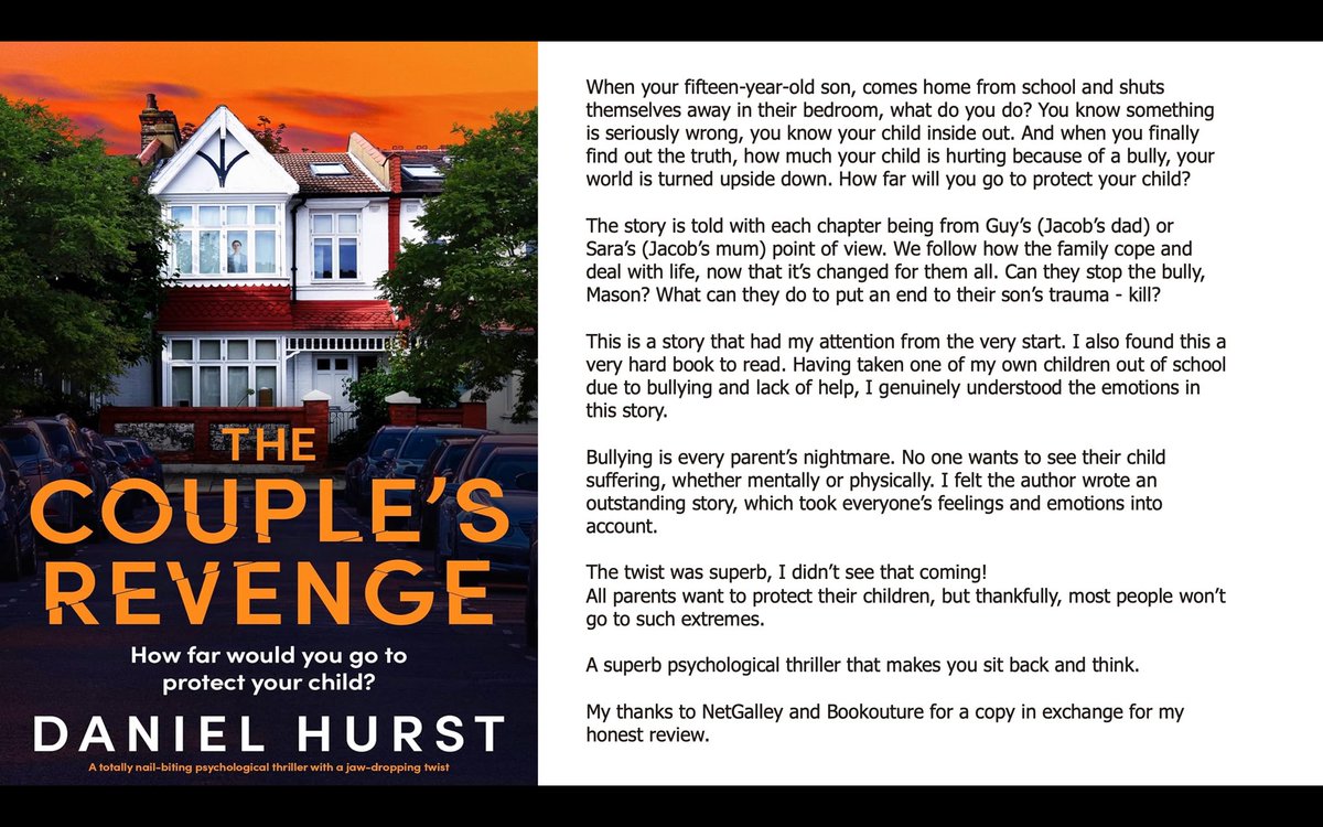 Happy publication day to Daniel Hurst. Here is my review for @bookouture Books-On-Tour for The Couple’s Revenge.