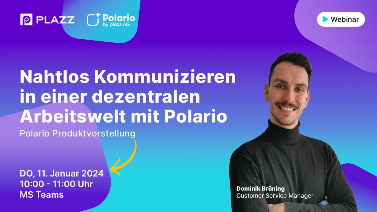 plazz_AG's tweet photo. 🎓 WEBINAR: wir freuen uns, Sie zu einem exklusiven #Webinar über unsere #App #Plattform für #Events und #Mitarbeiterkommunikation #Polario einzuladen! Hier geht es zur Anmeldung:
https://t.co/fN1znUahGE https://t.co/LcMlTOhIJY