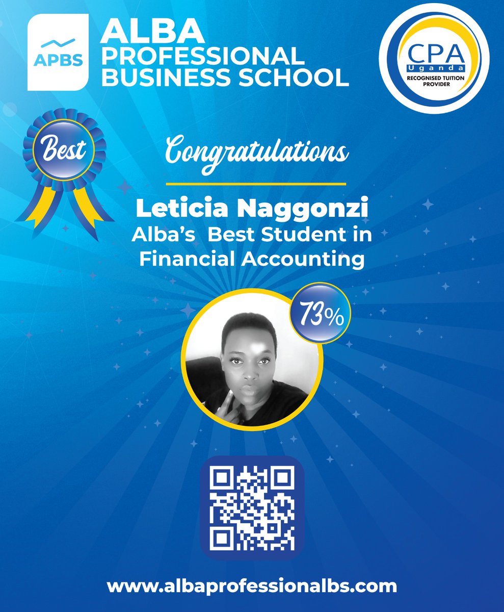 AlbaProBusiness's tweet photo. Our best student in Financial Accounting
#ICPAU #Exams https://t.co/gYC6JSG1u9