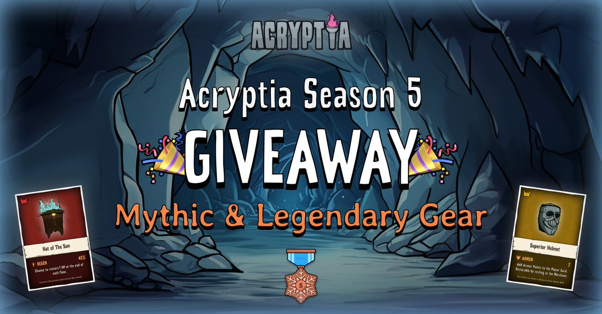 Acryptia S5 Giveaway 🎮 

Collect a S5 Bronze Medal 🥉 and get the chance of winning a Mythic or a Legendary Gear! 🚀

Giveaway link: bblk.io/QQTF