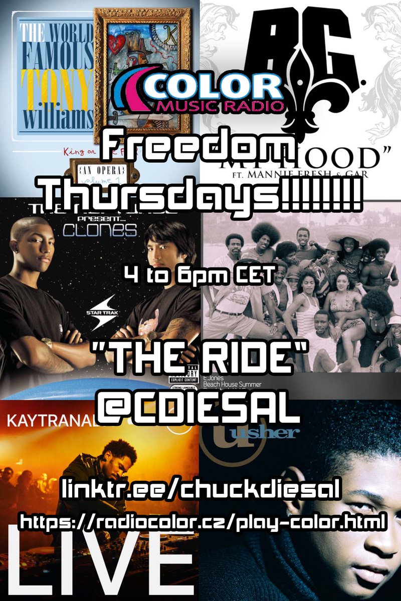 ChuckDiesal's tweet photo. It's 2024 and it's Time to Get #FreedomThursday on and rolling!
The Ride With ChuckDiesal!
Broadcasting Live Tuesdays and Thursdays on
COLOR Music Radio
https://t.co/XUocT5reqD
(Streaming Player)
Prague - 4pm to 6pm
London - 3pm to 5pm
NYC - 10am to 12pm
Chicago - 9am to 11am https://t.co/W4Wwqf7YMs
