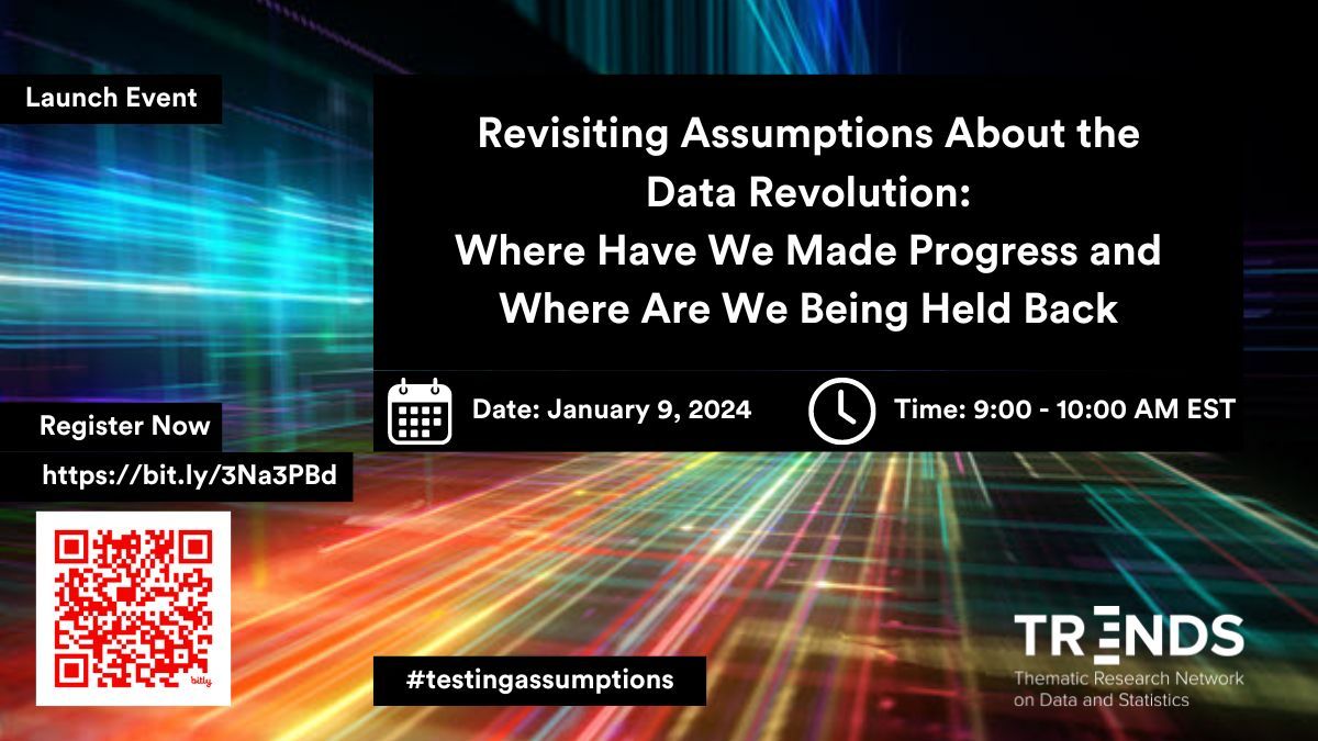 🔔 Data event alert! 📅 On Jan 9, join @sdsn_TReNDS + a network of experts for the launch of Revisiting Assumptions About the #Data Revolution, which shows how we've made progress using data toward the #SDGs. Register here 👉 bit.ly/47Ym58Z