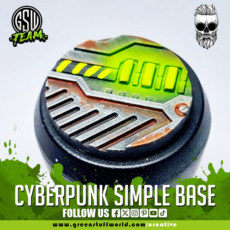 greenstuffworld's tweet photo. Interesting mini tutorial from our colleague @chushammer  , creating this cyberpunk base, as a reference for futuristic games. Do  you already know his Youtube channel? Subscribe to watch videos like  this!
#WarhammerCommunity #Warhammer40k #PaintingWarhammer #paintingminis https://t.co/XMFv7j0kGn