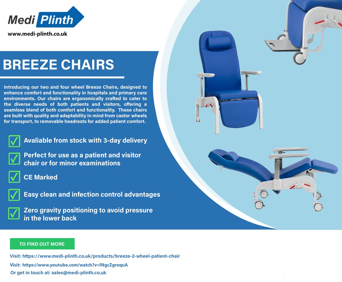 🎉 Product Focus-Breeze Chairs 🎉

🚑 The Medi-Plinth patient/visitor chairs are ideal multi-use chairs in hospitals and primary care environments

🌐 To find out more, visit: lnkd.in/ebFuiXmP 

✏ Or get in contact at: sales@medi-plinth.co.uk 

#medi-plinth #shuttleworth