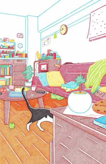 「bookshelf wooden floor」 illustration images(Latest)