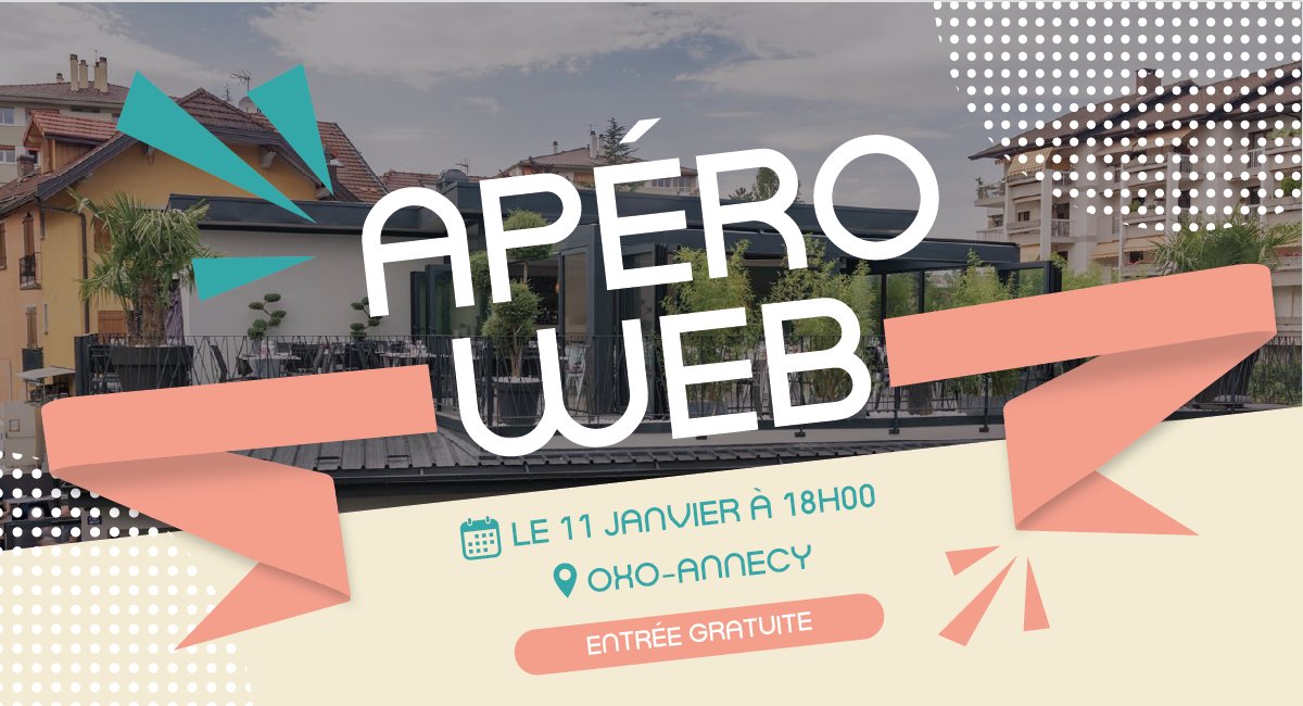 annecy_web's tweet photo. 🎉 Débutez la nouvelle année avec de nouvelles rencontres ! Rejoignez-nous jeudi prochain à l'Oxo Annecy pour l’ #ApéroWeb.
Démarrez 2024 avec convivialité ! 🥳
#Opportunités #Réseautage https://t.co/U8YeWgagfI