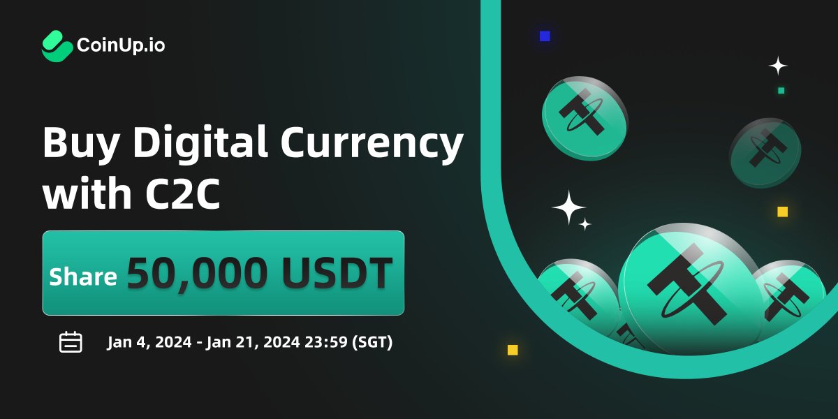 🚀Buy digital currency with #CoinUp's third-party coin buying function to win  50,000 USDT

⏰Jan 4, 2024 - Jan 21, 2024 23:59 (SGT)

▶️coinup.io/en_US/noticeIn…

#Crypto #Airdrops #USDT