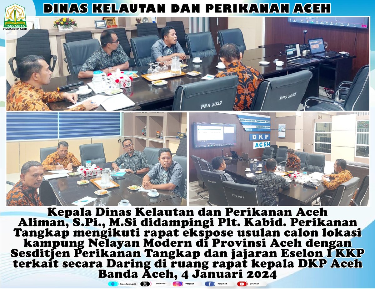DkpAceh's tweet photo. Ka. DKP Aceh Aliman mengikuti rapat ekspose usulan calon lokasi KANEMO di Provinsi Aceh
#kadisdkpaceh
#alimankadisdkpaceh
#dinaskelautandanperikananaceh
#perikanantangkapdkpaceh
#nelayanaceh
#kampungnelayanmodern
#kanemoaceh
#lautaceh
#wpp571
#wpp572 https://t.co/zTADi0TCjx