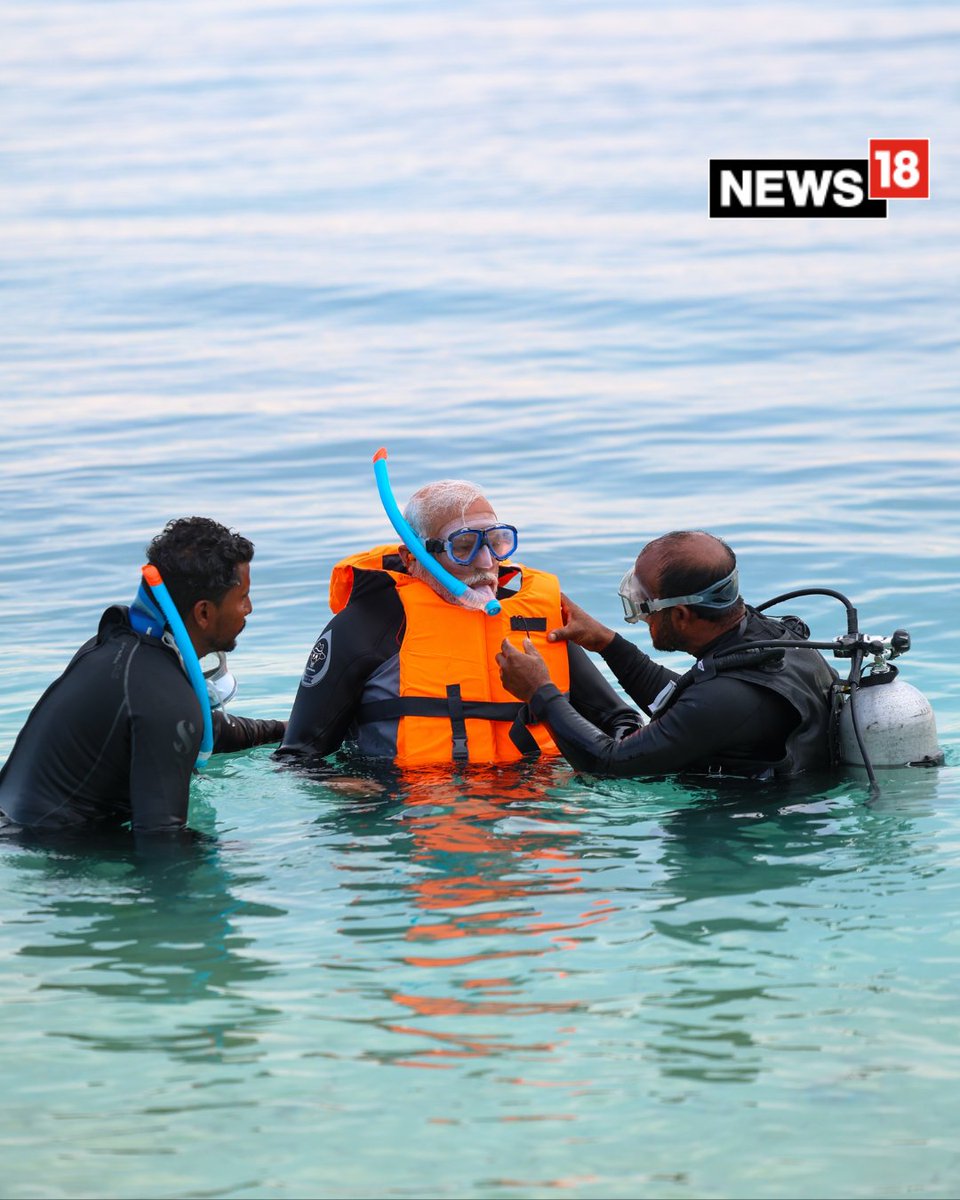 CNNnews18's tweet photo. #PMModi tried snorkelling during his recent stay in India’s smallest Union Territory of #Lakshadweep. Sharing pictures of corals and fish, PM Modi advised adventure lovers to definitely add the spot on their bucket list

#PMModi #NarendraModi #Modiji https://t.co/he4T5MXkqA