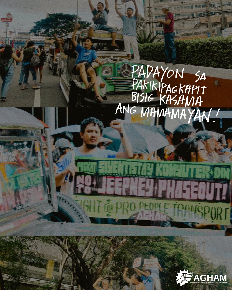 AghamNasyunal's tweet photo. Sa desisyon ni Marcos Jr na tuluyang tanggalan ng prangkisa at hanapbuhay ang libo-libong mga driver-operators ngayong 2024, hinihikayat natin ang lahat na sumulong sa mas malakas at malawak na pakikiisa sa panawagang #NoToPUVModernizationProgram!
#NoToJeepneyPhaseout https://t.co/wgVibP04Fi