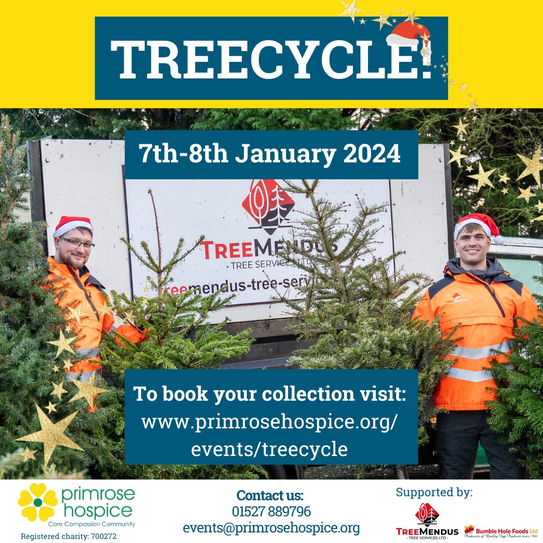 jukesinsurance's tweet photo. Book your @PrimroseHospice #Treecycle by 06/01/24 and look out for our helpers Arran and James! 🎄 Real trees, making a real difference ♻️ Book now and place your tree outside (without decorations) by 06/01/24 ⬇️ https://t.co/J36Peuzxd1
#WorcestershireHour https://t.co/FHlNlx3IMy