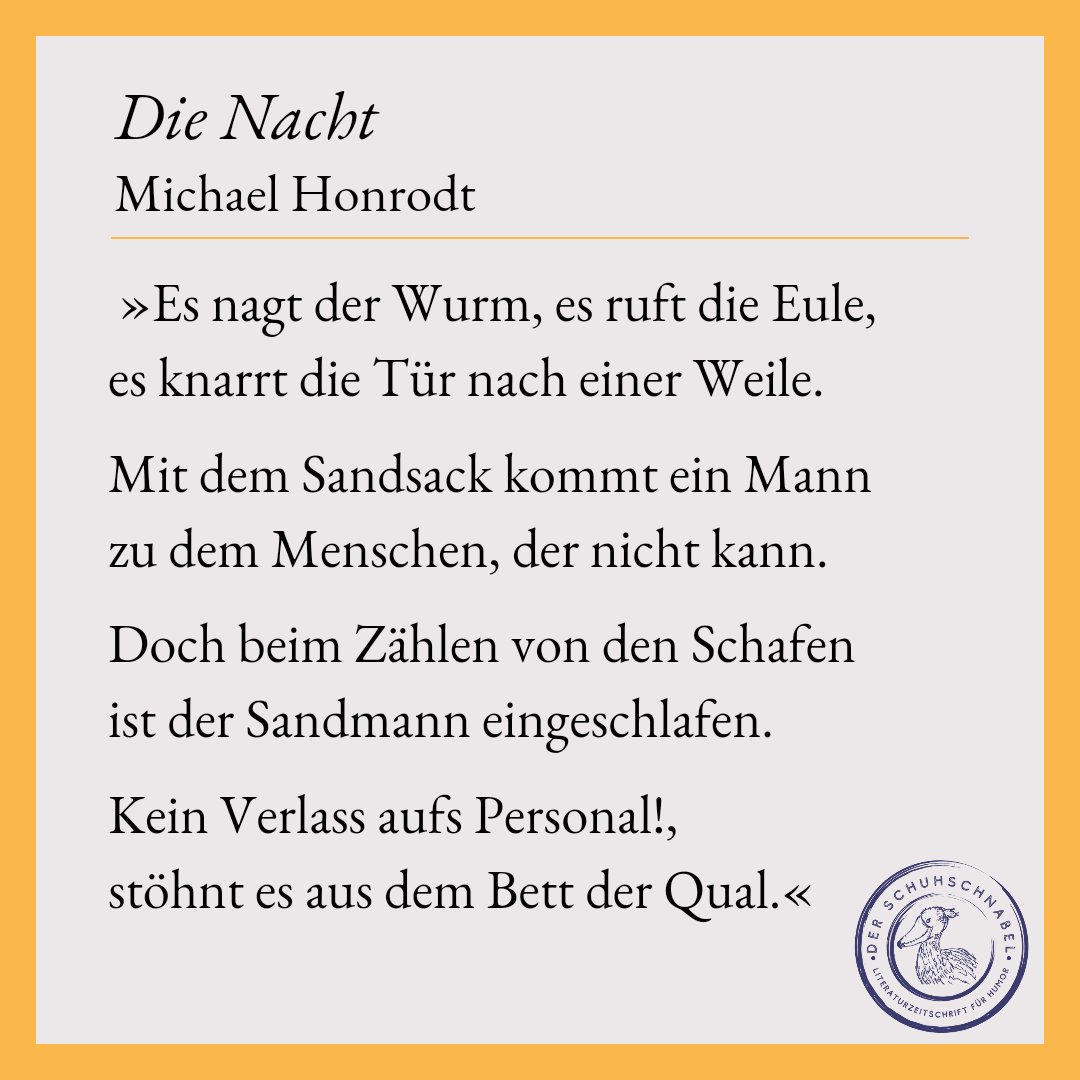 DSchuhschnabel's tweet photo. In Michael Honrodts Gedicht »Die Nacht« wird nicht nach Liebe gesucht, sondern nach nach etwas anderem: Schlaf. https://t.co/RciP7x057t