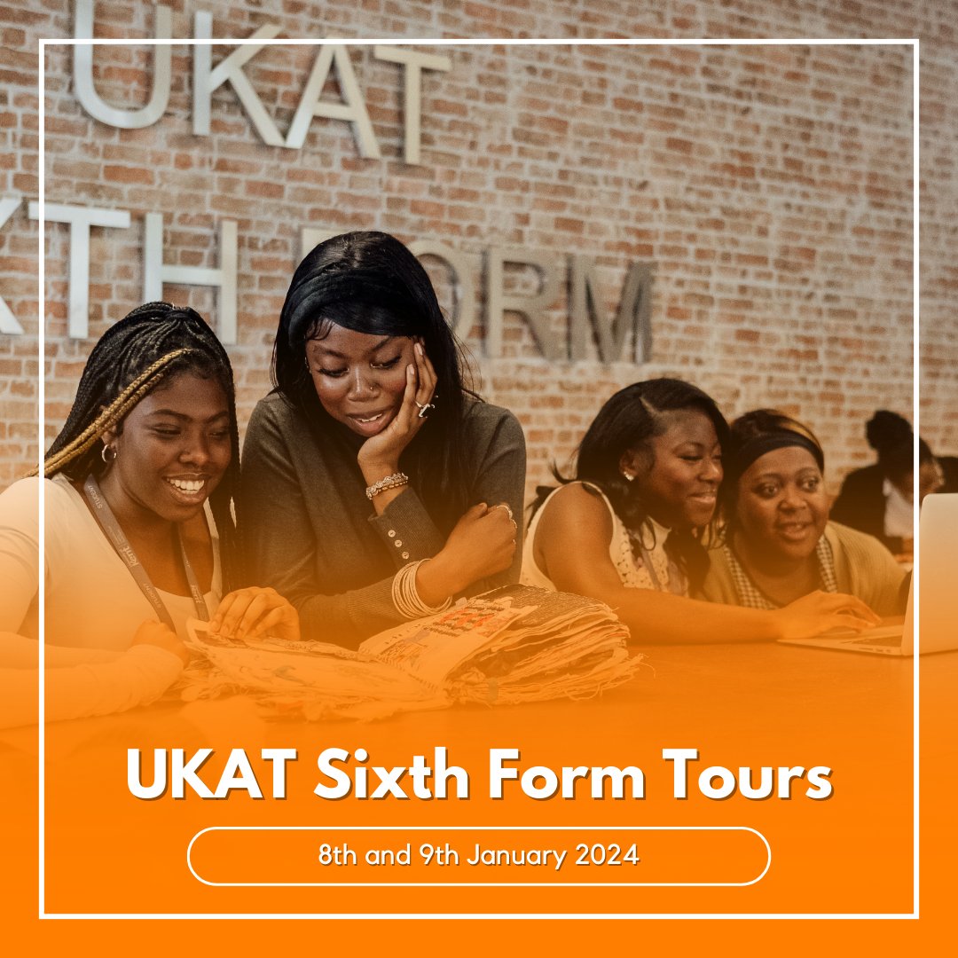 UKATSixthForm's tweet photo. UKAT Sixth Form tours for external students are taking place on 8th and 9th January 2024. Please check which academy site you will be starting your tour from. 

Sign up for the tours close on 5th January 2024. Please follow the link to access our homepage: https://t.co/kiOthj3U9X https://t.co/j2lv7S6FXc
