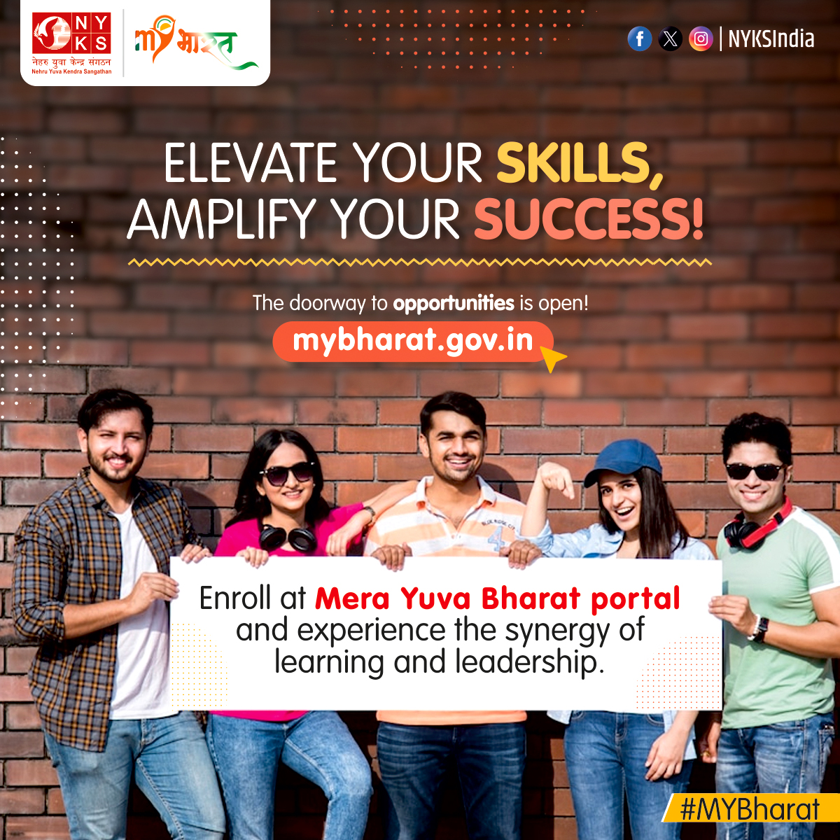 Join the #MeraYuvaBharat portal and immerse yourself in the synergy of learning and leadership. Your journey towards excellence starts here! 💡🌐 Register Now: mybharat.gov.in #SkillDevelopment #LeadershipJourney #MYBharat #NYKS