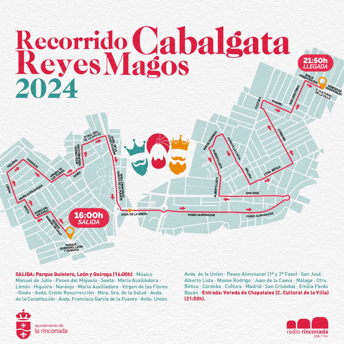 #LaRinconada ultima los detalles de la Cabalgata de #Reyes Parte del parque Quintero, León y Quiroga a las 16:00 horas, con #ClaudiaCanton, #AndresManuelGarcia, #AntonioVargas y #EmilioFernandez, como emisarios de SSMM -Incluye mapa del recorrido- acortar.link/xmAa8f