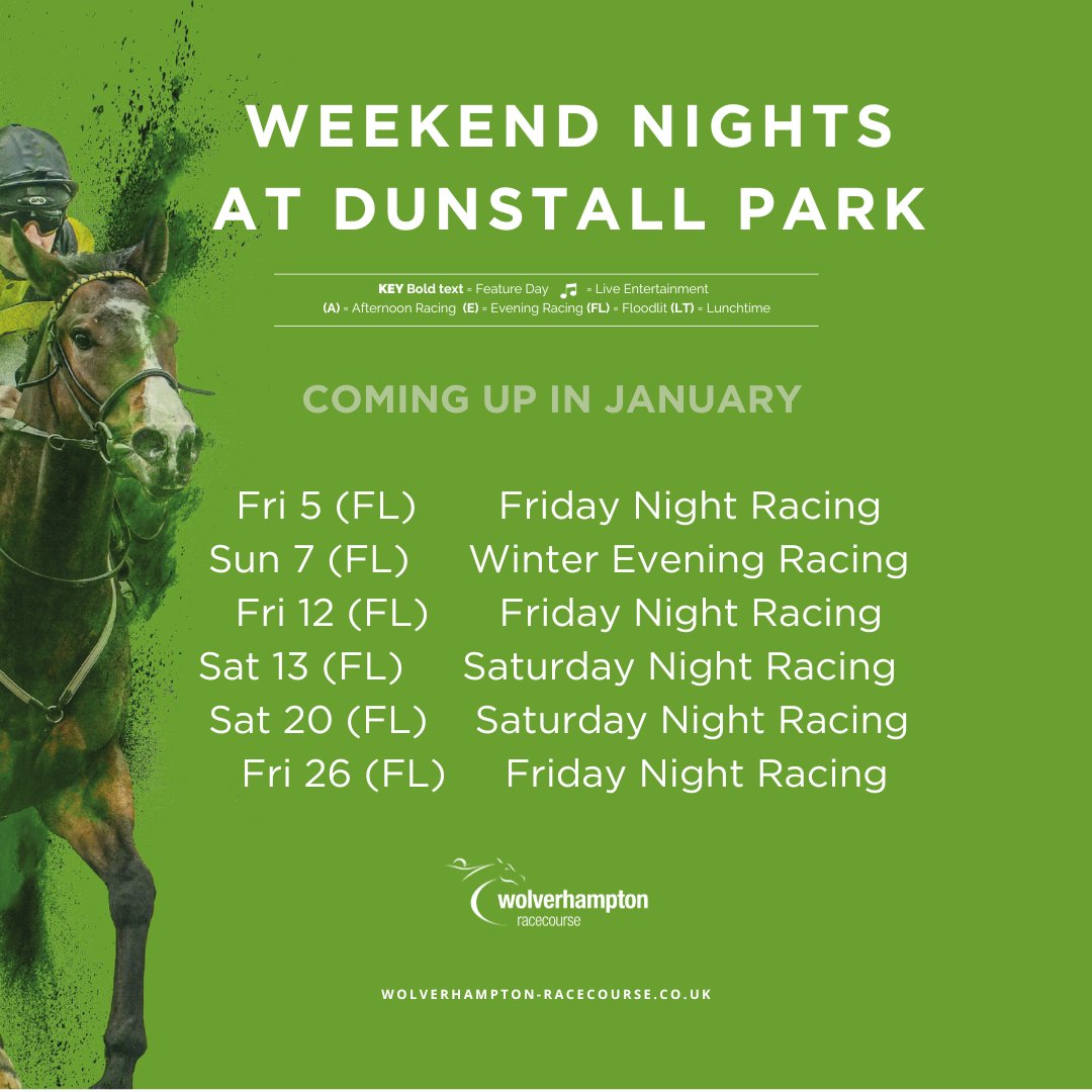 WolvesRaces's tweet photo. Shake off those January blues 🔥

Start the year right with a weekend trip to Dunstall Park 🏇

Tickets start from £12.50 ➡️ https://t.co/rZbAzSO1Lr

#WolvesRaces | #WOLFNR | #WOLSNR https://t.co/BezdUYOXHn