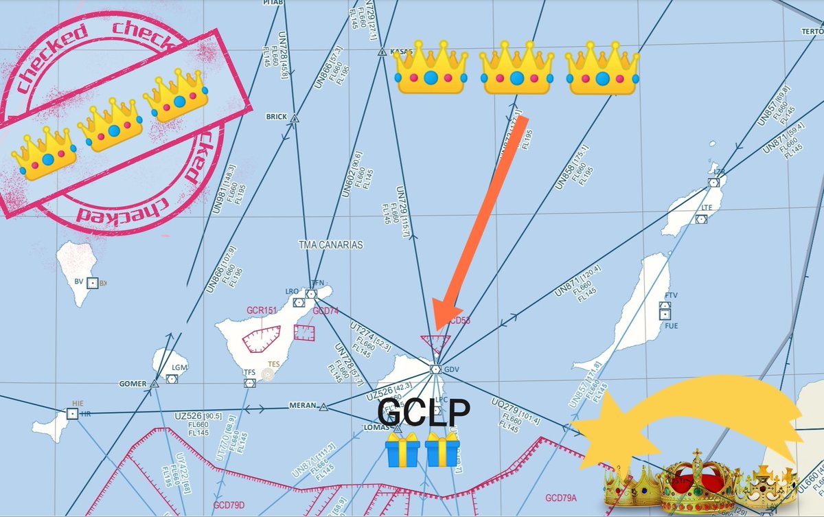 controladores's tweet photo. #ATENCIÓN ¡¡¡Noticia de Alcance!!! 
Recién publicada la información aeronáutica referente a la operación #REYES2024🤴🤴🏻🤴🏿. 
El Notam y las Cartas informando de la ruta que seguirán durante la tarde-noche del día 5 los aviones que traen los 🎁🎁🎁 para los niños de España. 
IMPORTANTE: Los aeropuertos elegidos por SSMM son únicamente bases desde las que realizar los repartos. Ningún niño se va a quedar esa noche sin sus regalitos. Los pajes trabajarán duro para llevar los regalos a TODAS las poblaciones de España.
¡¡Que nervios!!
