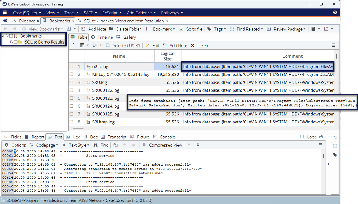 SimonDCKey's tweet photo. New #EnScript sample showing how to create #SQLite indexes and views; also how to resolve item monikers stored outside of #EnCase, e.g., for use in #Python.
https://t.co/7a94auYbhU
#DFIR #InfoSec #CaseAutomation #CustomWorkflows @OpenText #eDiscovery https://t.co/fbMb0RsxFf