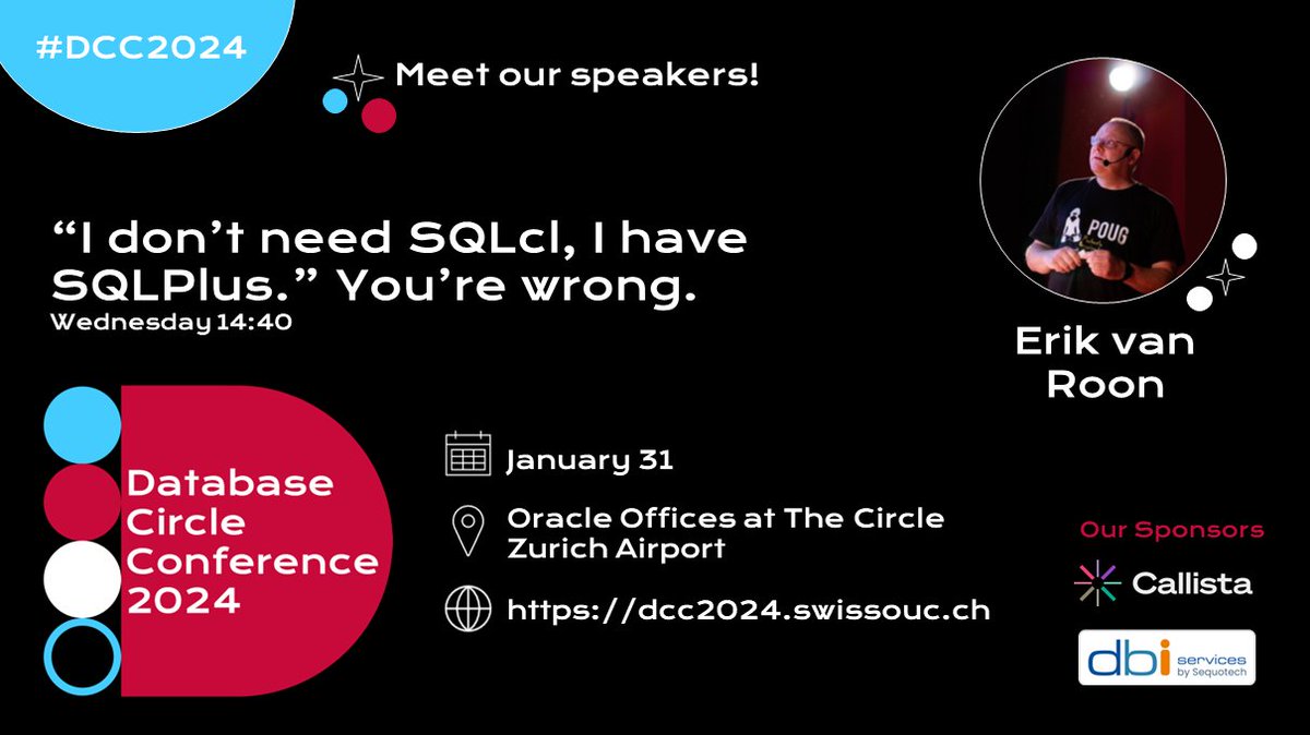 swissOUC's tweet image. ✨Time to meet our speakers! ✨

Do you still think that using #SQLPlus is state-of-the-art? Then you clearly don&apos;t want to miss @evrocs_nl&apos;s session about #SQLcl!

🎫 Get your ticket now!
dcc2024.swissouc.ch

#SwissOUC @oracleace #DCC2024