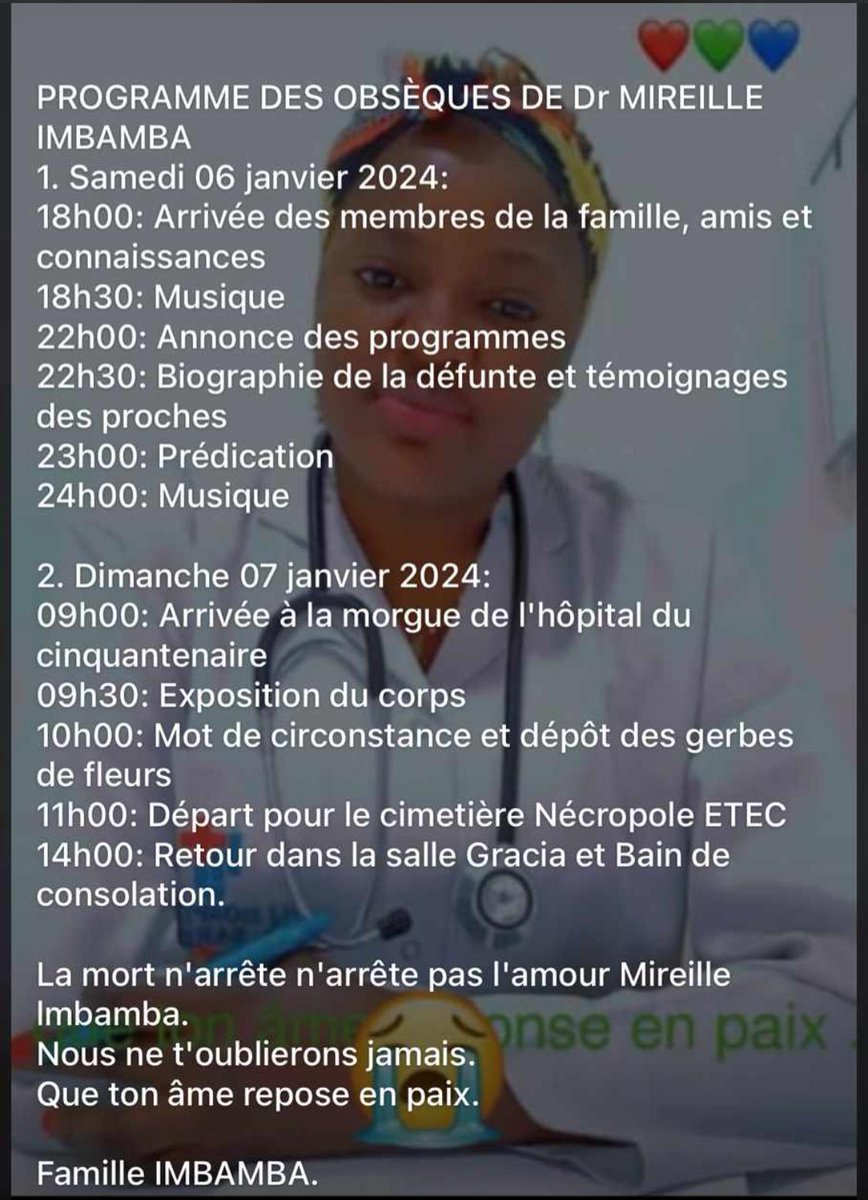 cearsem-ong (@cearsemo) on Twitter photo #NECROLOGIE
POUR CEUX QUI VOUDRONT COMPATIR AVEC <a href="/CearsemO/">cearsem-ong</a>, Voici le programme des obseques de notre collègue Dr MIREILLE IMBAMBA #NECROLOGIE
POUR CEUX QUI VOUDRONT COMPATIR AVEC <a href="/CearsemO/">cearsem-ong</a>, Voici le programme des obseques de notre collègue Dr MIREILLE IMBAMBA