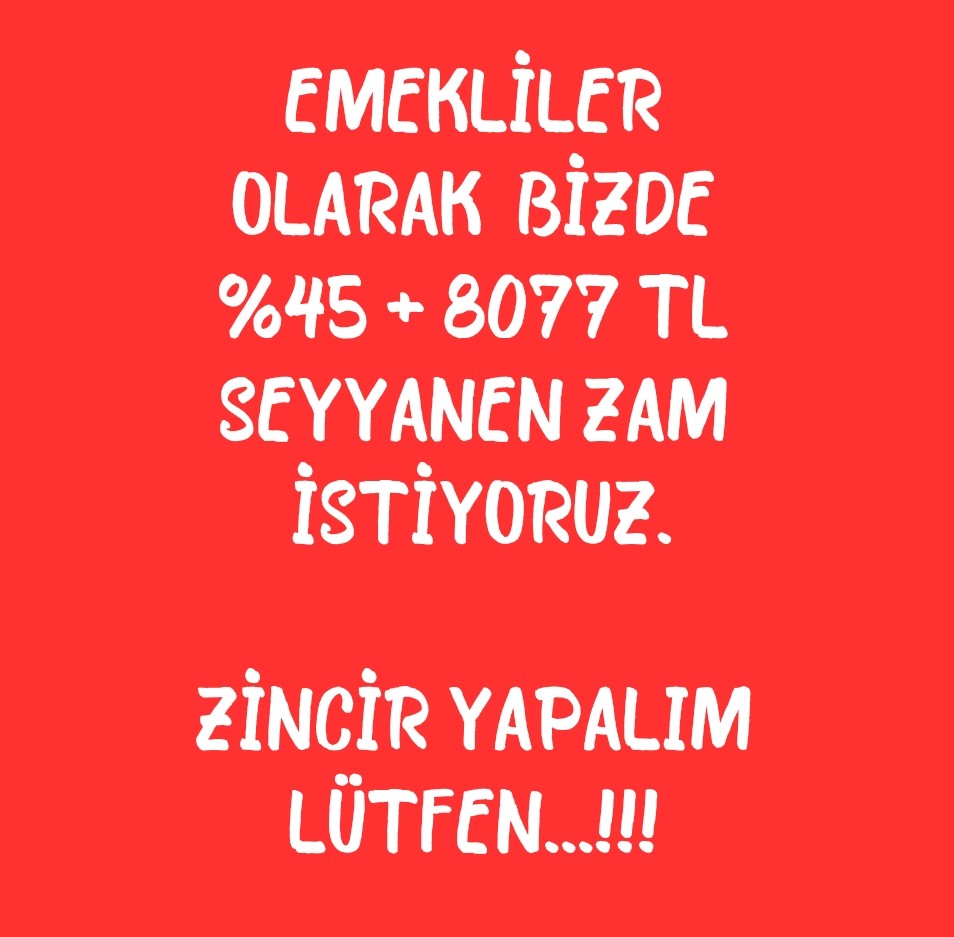 ilkkanyalvac's tweet photo. Emekliler olarak  bizde... 
%45+8077 TL 
#SeyyanenZam 
istiyoruz.
#EmekliSeyyanendeKararlı https://t.co/CimKvlZzCX